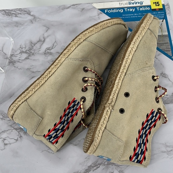 TOMS Sand Alarco Desert Chukka Botas Aztec Lace Up Booties Beige Boho Sz 7 - Picture 4 of 8